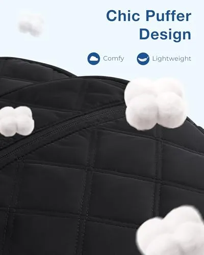 BAGSMAT Travel Laptop Backpack, Cute College Backpack for Women, Quilted Computer Bookbag, Water Resistant 15.6 Inch Laptop Lightweight Casual Bag Backpack