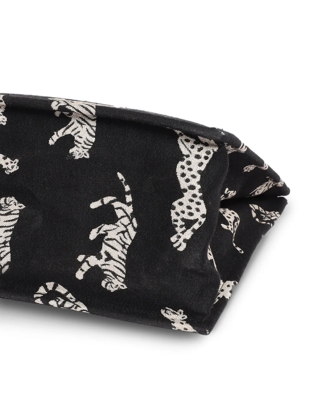 Black Jacquard Tiger Patterned Handbag