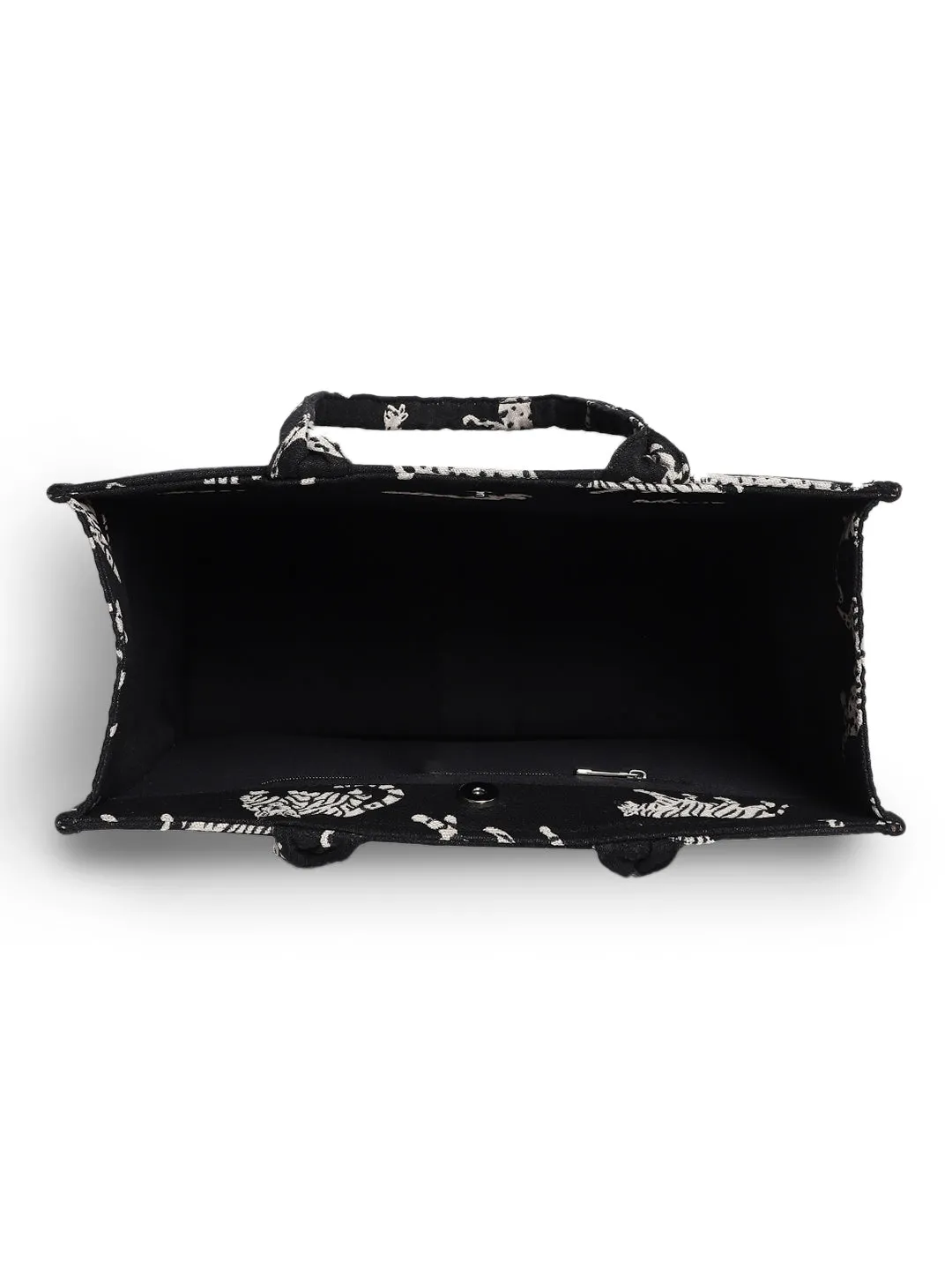 Black Jacquard Tiger Patterned Handbag