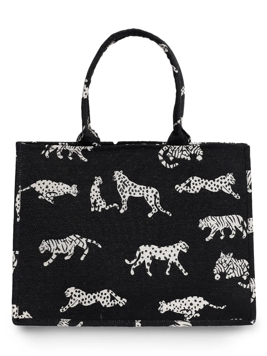 Black Jacquard Tiger Patterned Handbag