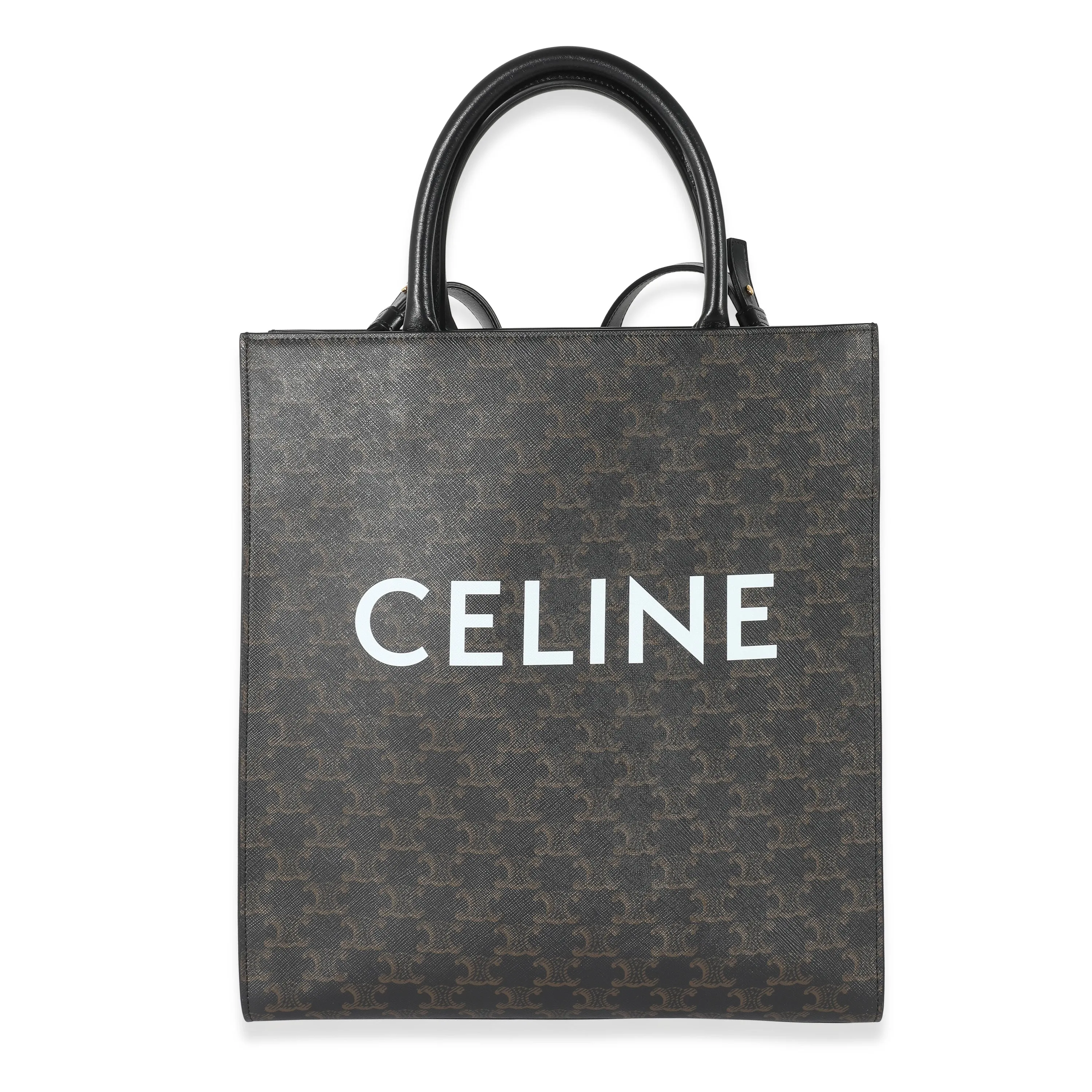 CELINE Black Triomphe Canvas Medium Vertical Cabas Tote