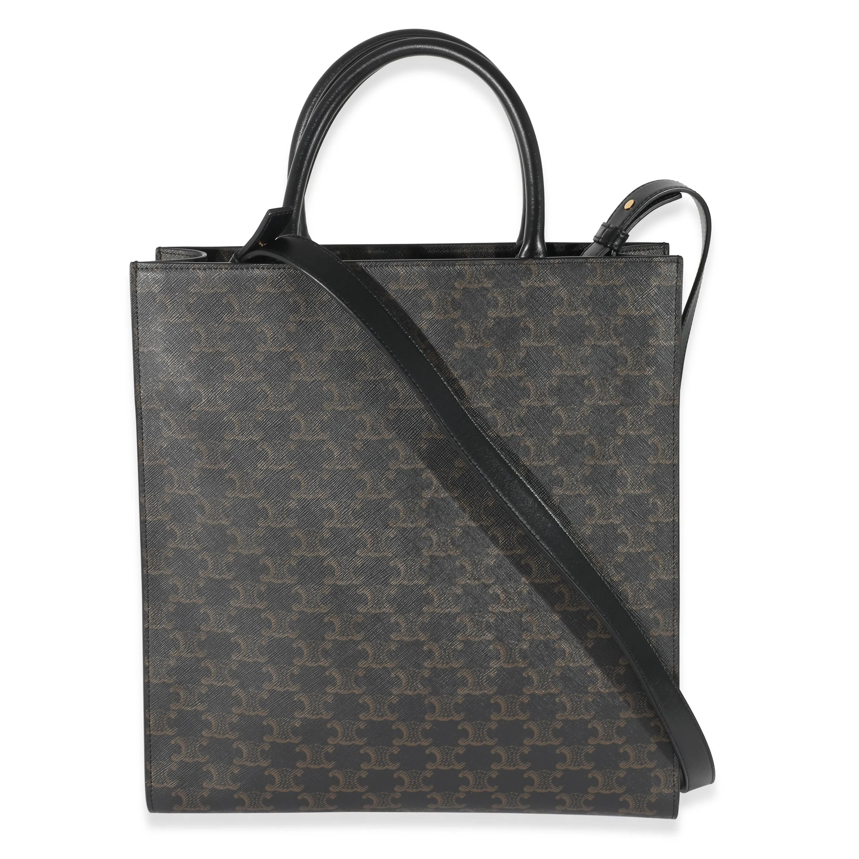 CELINE Black Triomphe Canvas Medium Vertical Cabas Tote