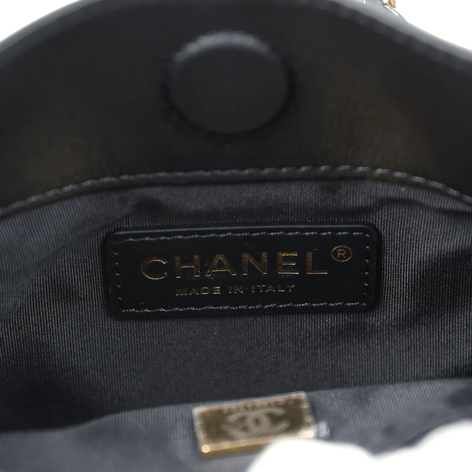 Chanel Small CC Fringe Shopping Bag Black Calfskin Light Gold Hardware