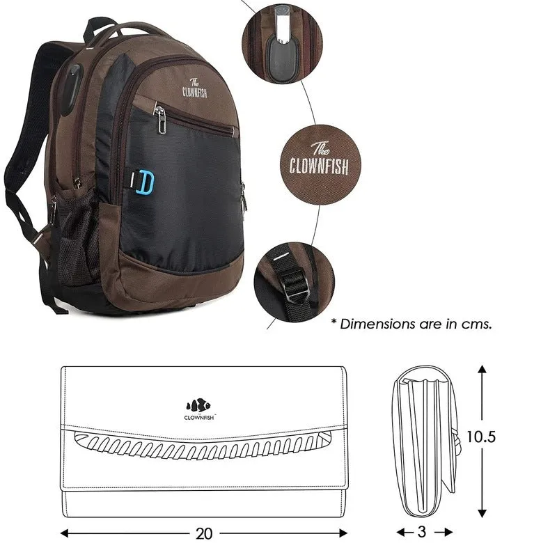 Combo: Travel Backpack & Slim Women's Wallet | 20 Litres | Impulse Brown