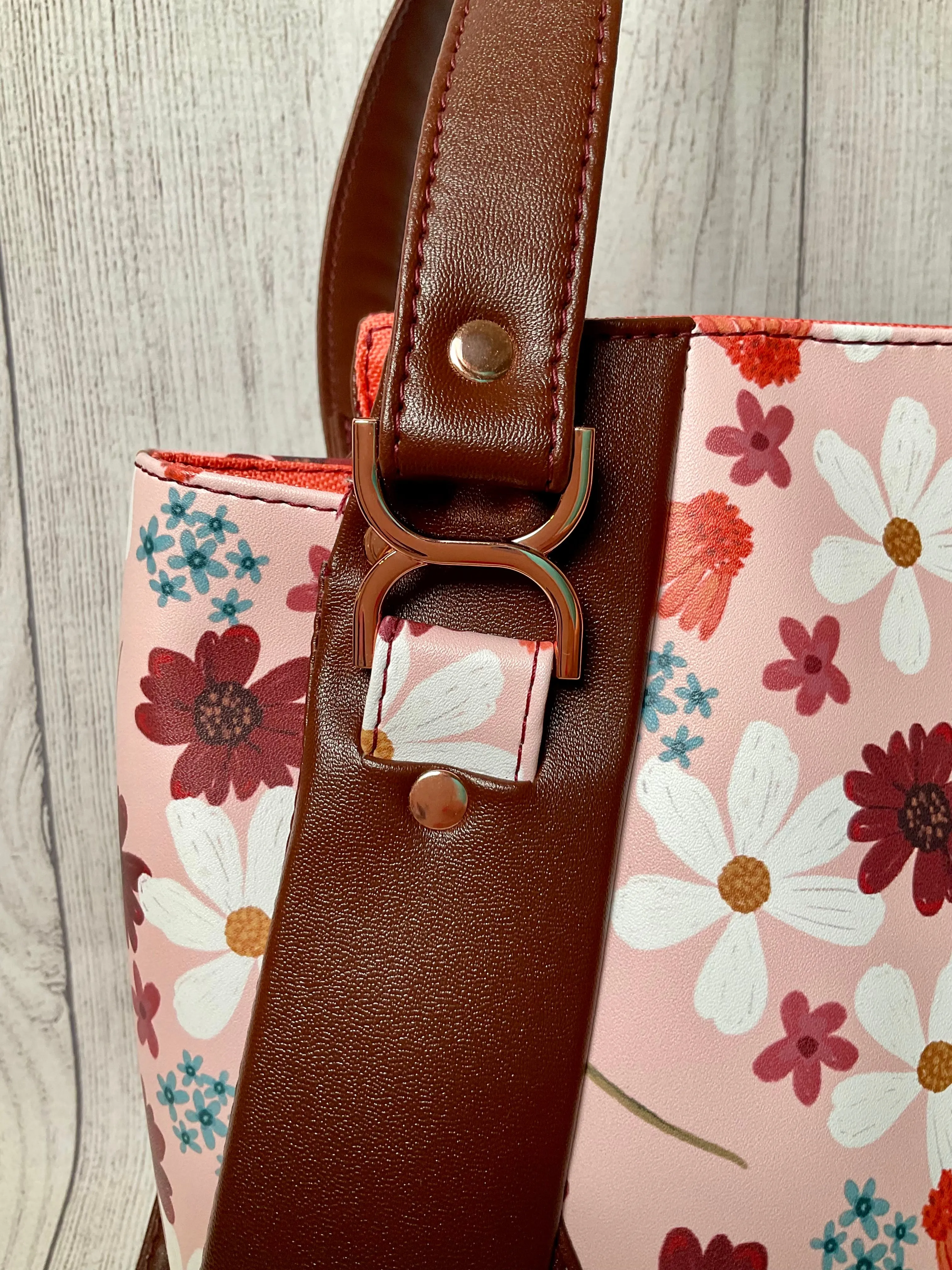 Custom Floral & Mahogany Handbag