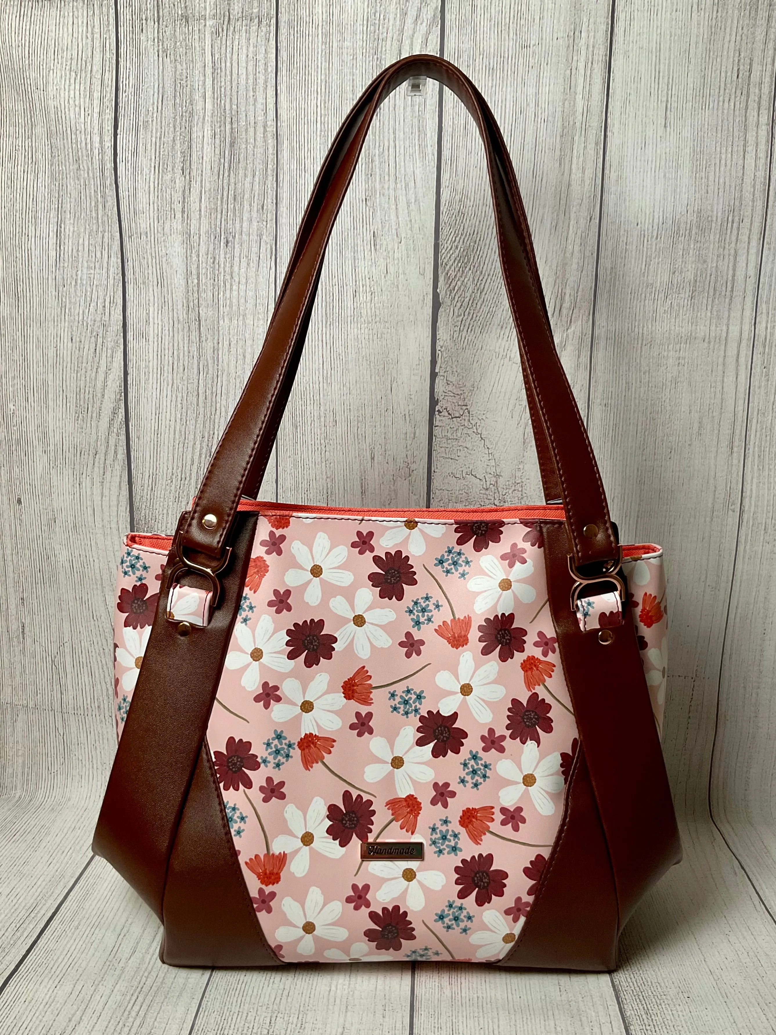 Custom Floral & Mahogany Handbag