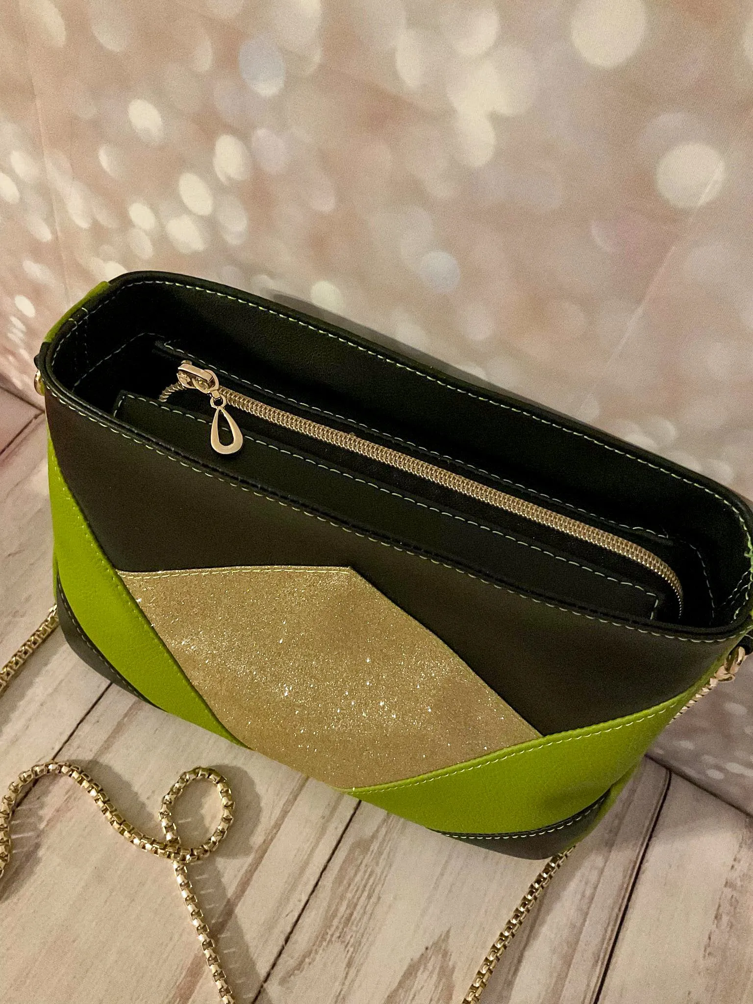 Custom Green Diamond Crossbody