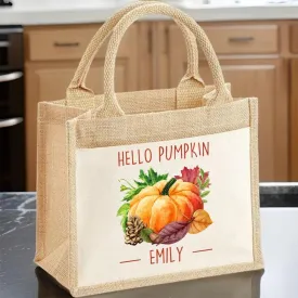 Customisable Autumn Tote Bag - Fall Accessory - Birthday Gift - Pumpkin Motif