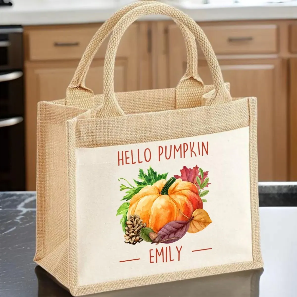 Customisable Autumn Tote Bag - Fall Accessory - Birthday Gift - Pumpkin Motif
