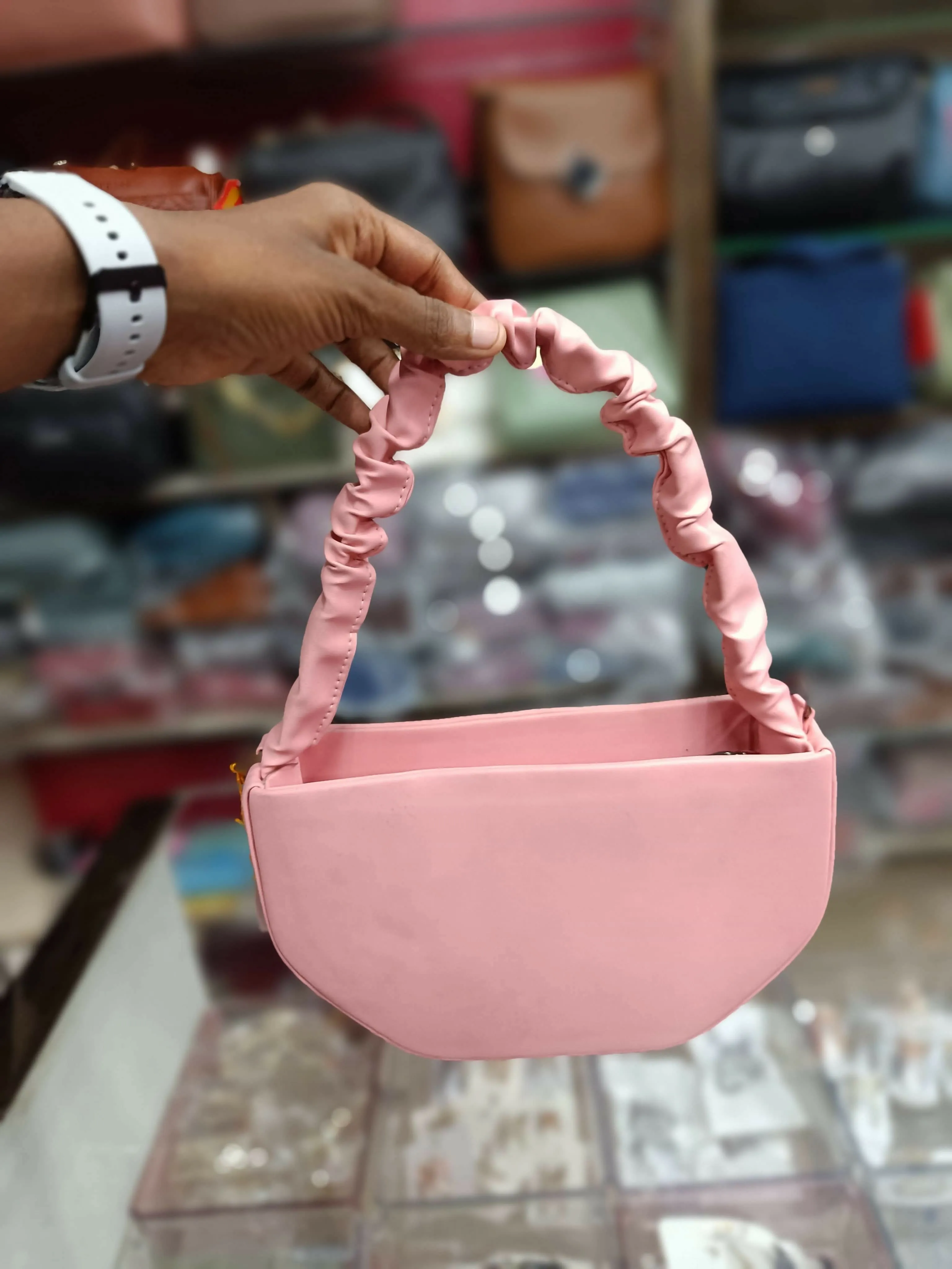 Designer Pink Crossbody Handbag with Stretchable Handle for Women & Girls (TPT)