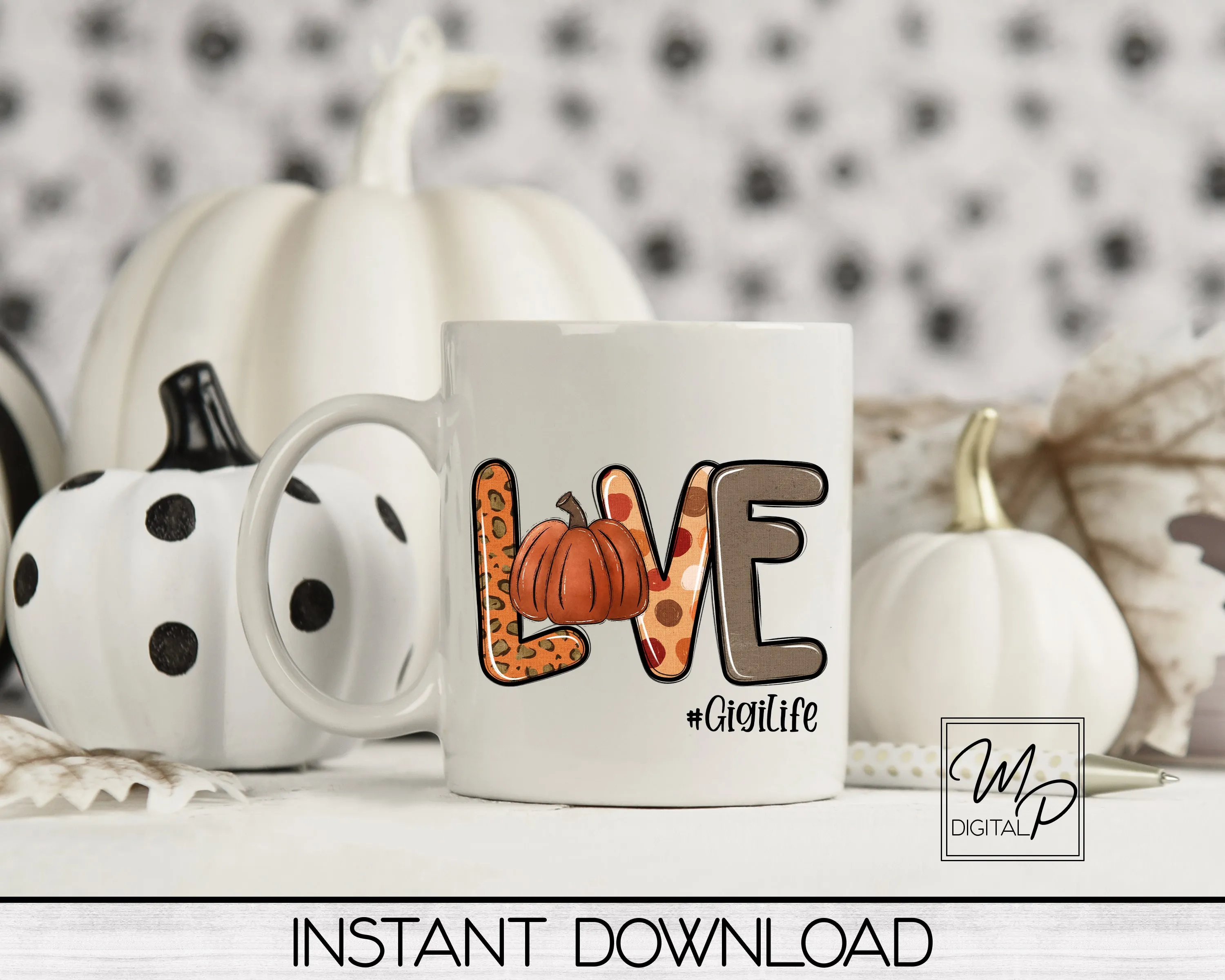 Fall Grandma Love VOL 1 Sublimation Design PNG Digital Download - Pumpkin, Tote Mug Tshirt Tumbler Sublimation - Commercial Use