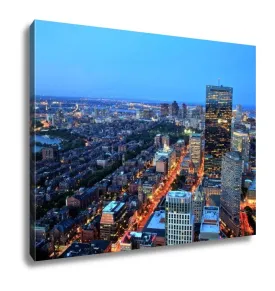 Gallery Wrapped Canvas, Aerial View Of Boston At Dusk