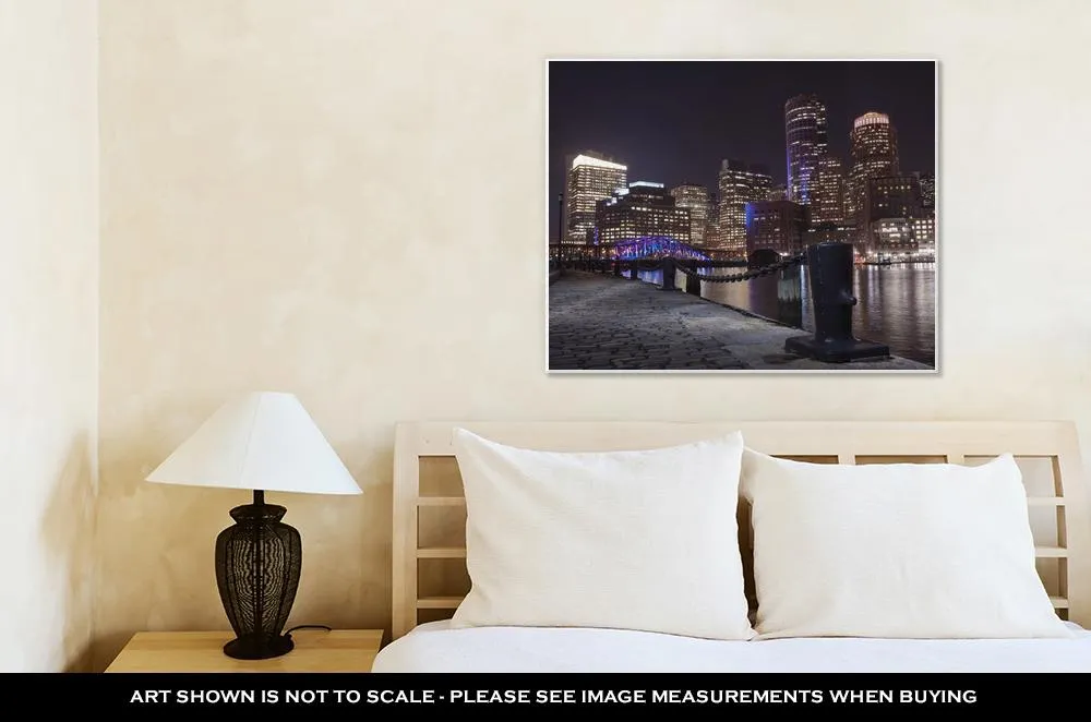Gallery Wrapped Canvas, Boston Harbor And Financial District At Sunset In Boston Massachusetts