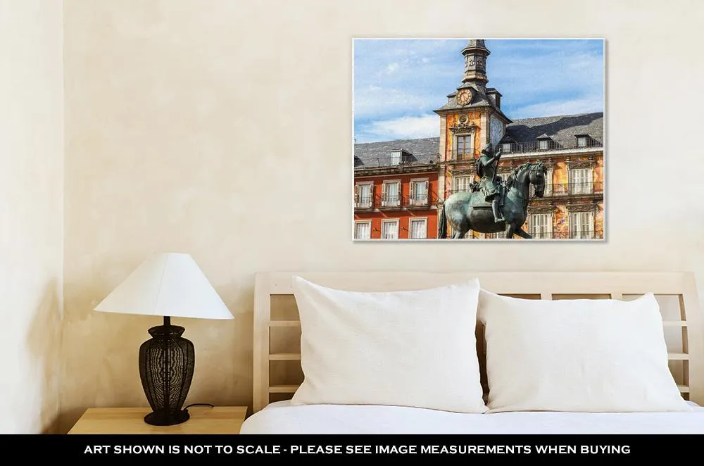 Gallery Wrapped Canvas, Statue Of Philip Iii At Mayor Plaza In Madrid