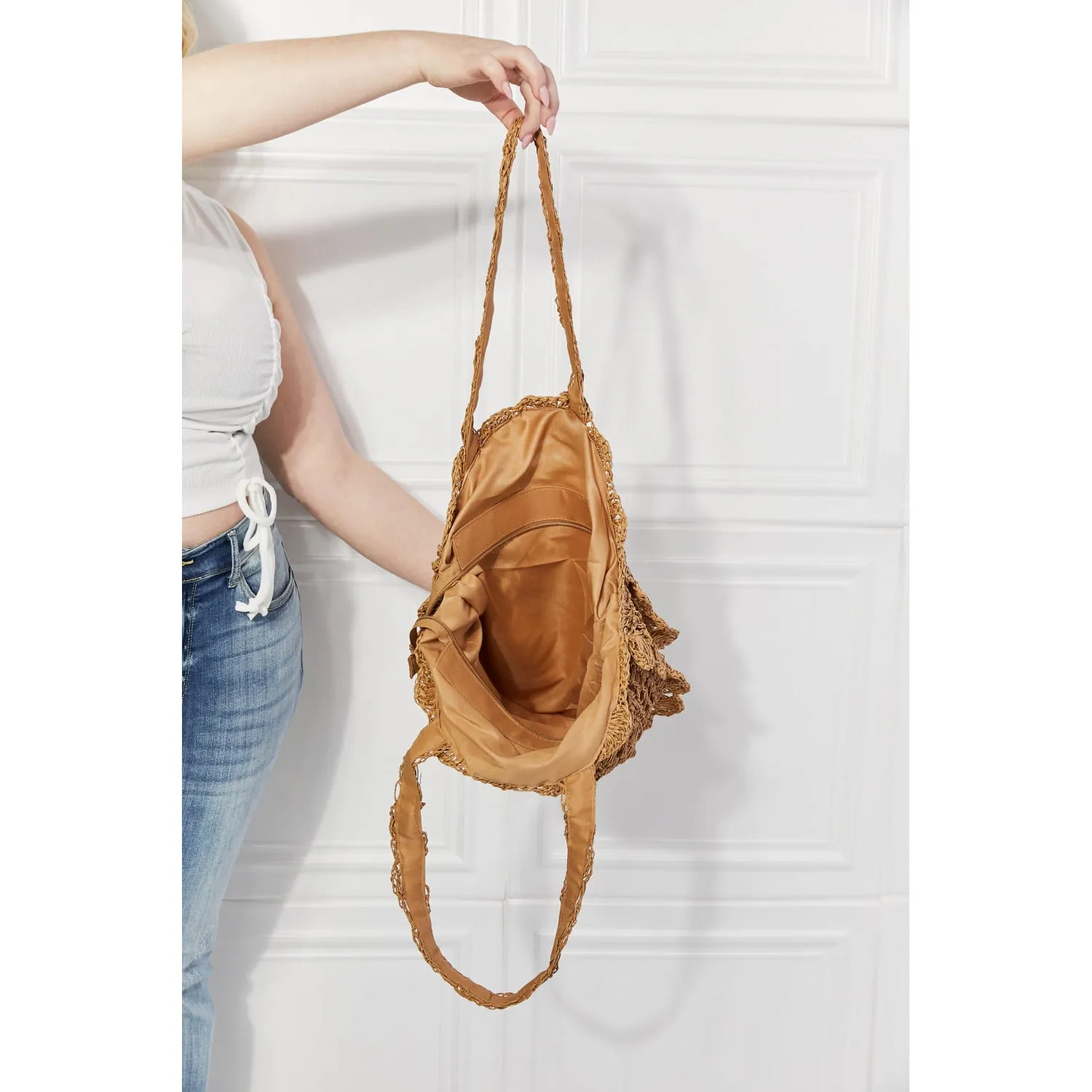 Justin Taylor Brunch Time Straw Rattan Handbag