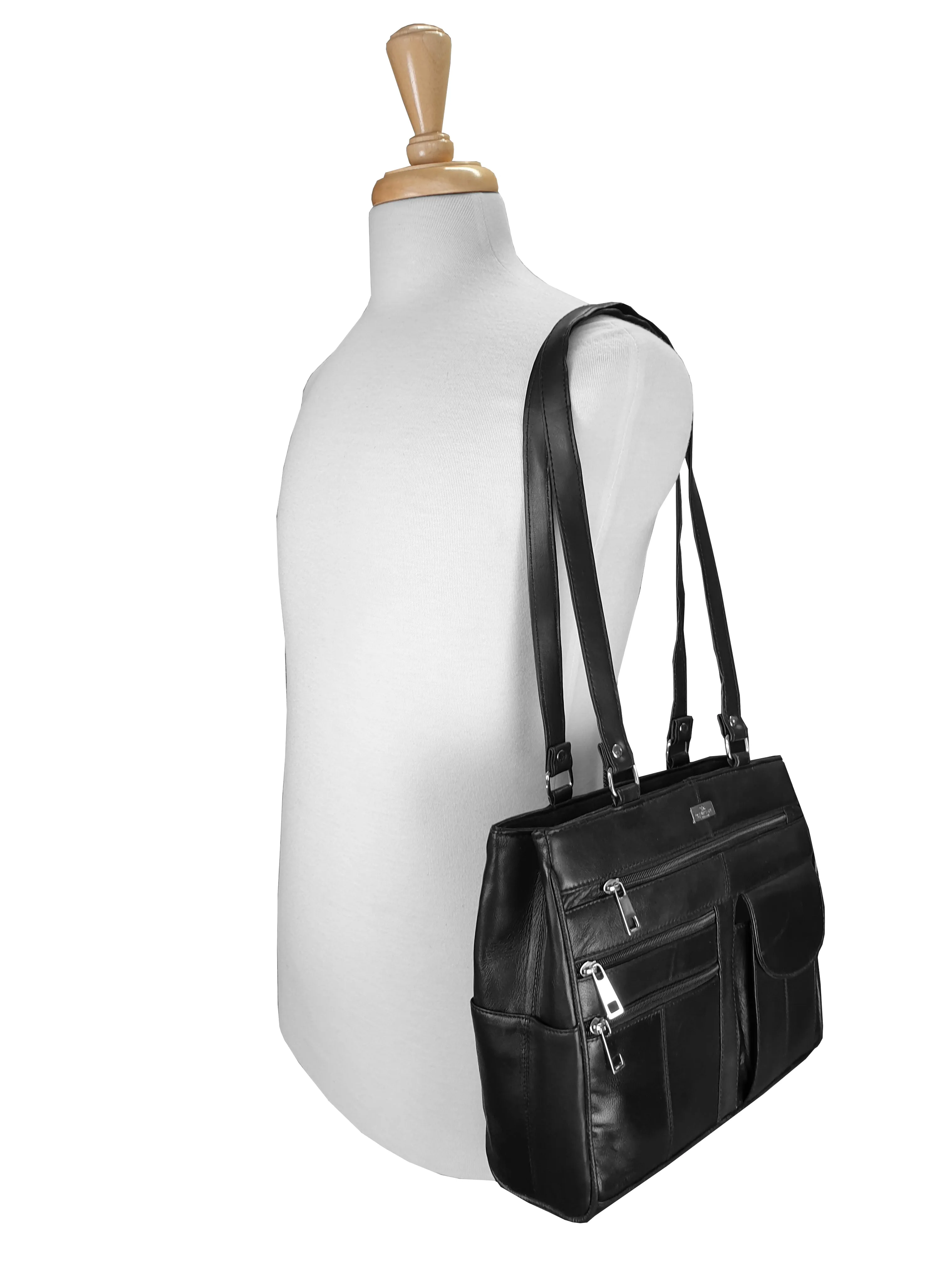 Ladies Leather Handbag, Women's Designer Black Shoulder Hand Bag QL173