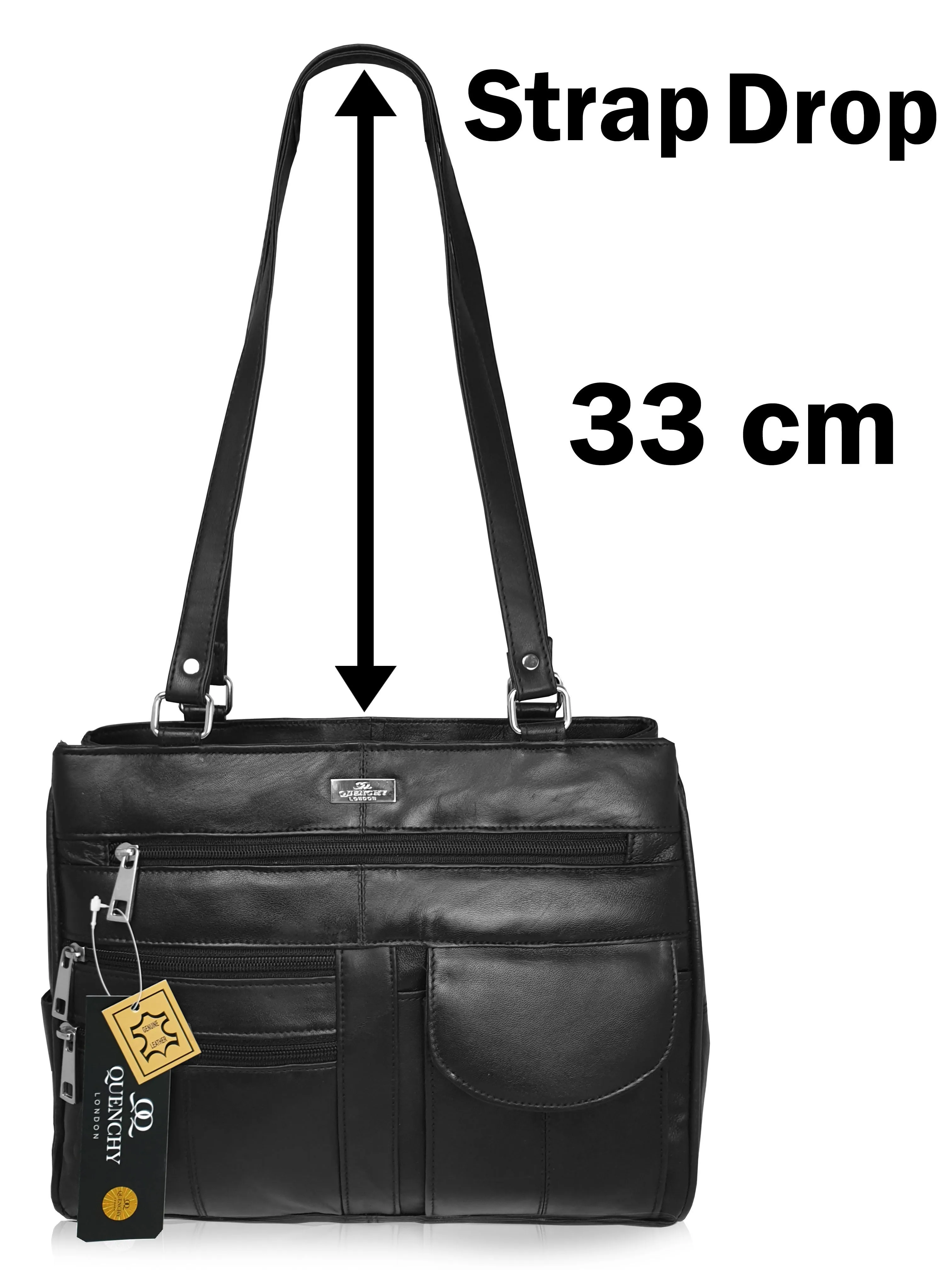 Ladies Leather Handbag, Women's Designer Black Shoulder Hand Bag QL173