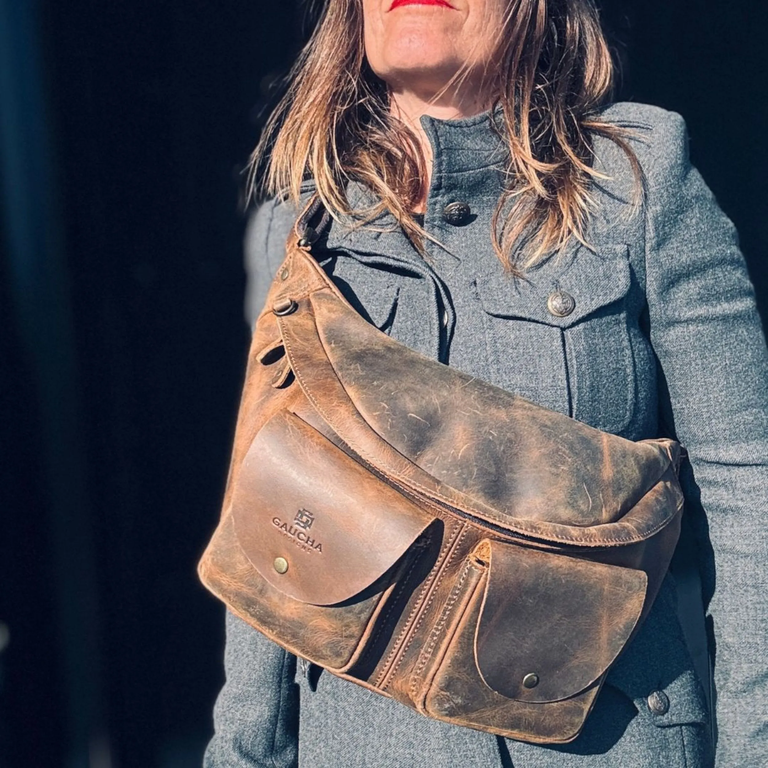 Leather Crossbody Bag Gaucho - Chest Bag for men & women