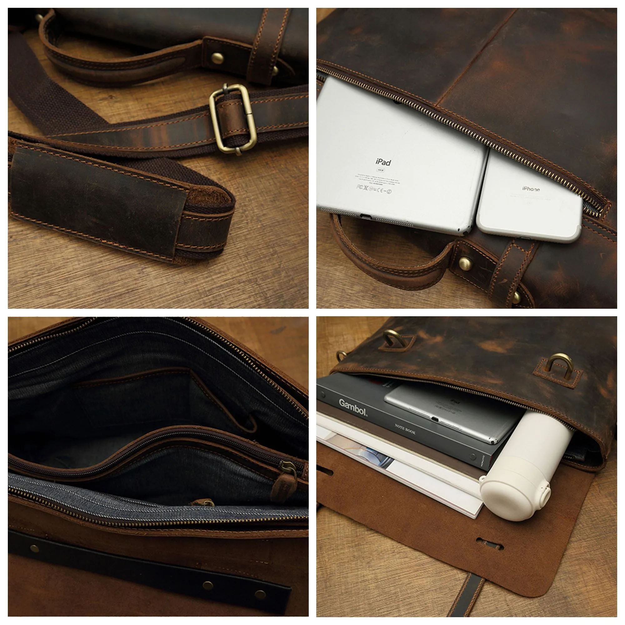Leather Messenger Bag, Leather Laptop Briefcase, Classy Bag, Handmade Cross-body Bag, Retro Metropolitan Fashion, Hip