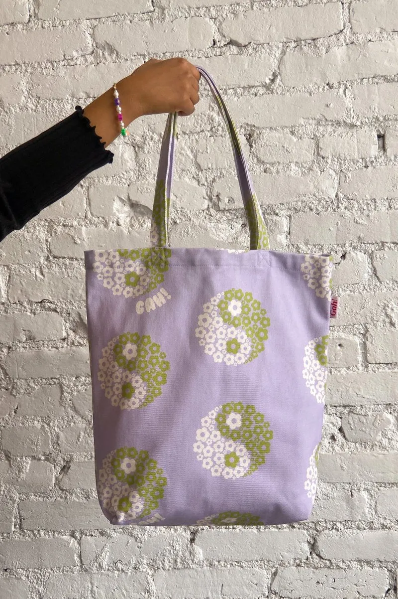 LISA SAYS GAH Denim Shopper Tote in Yin Yang Thistle Print