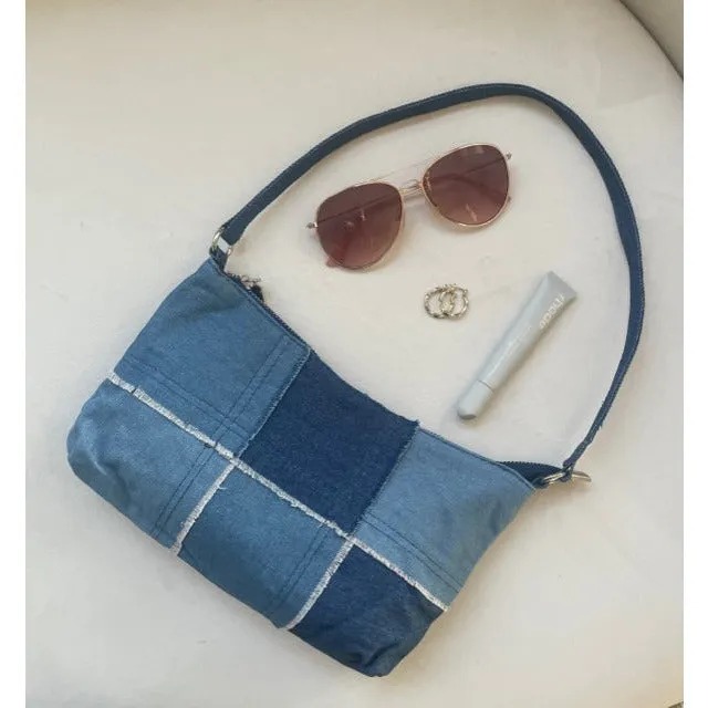 Melanie Denim Patchwork Bag