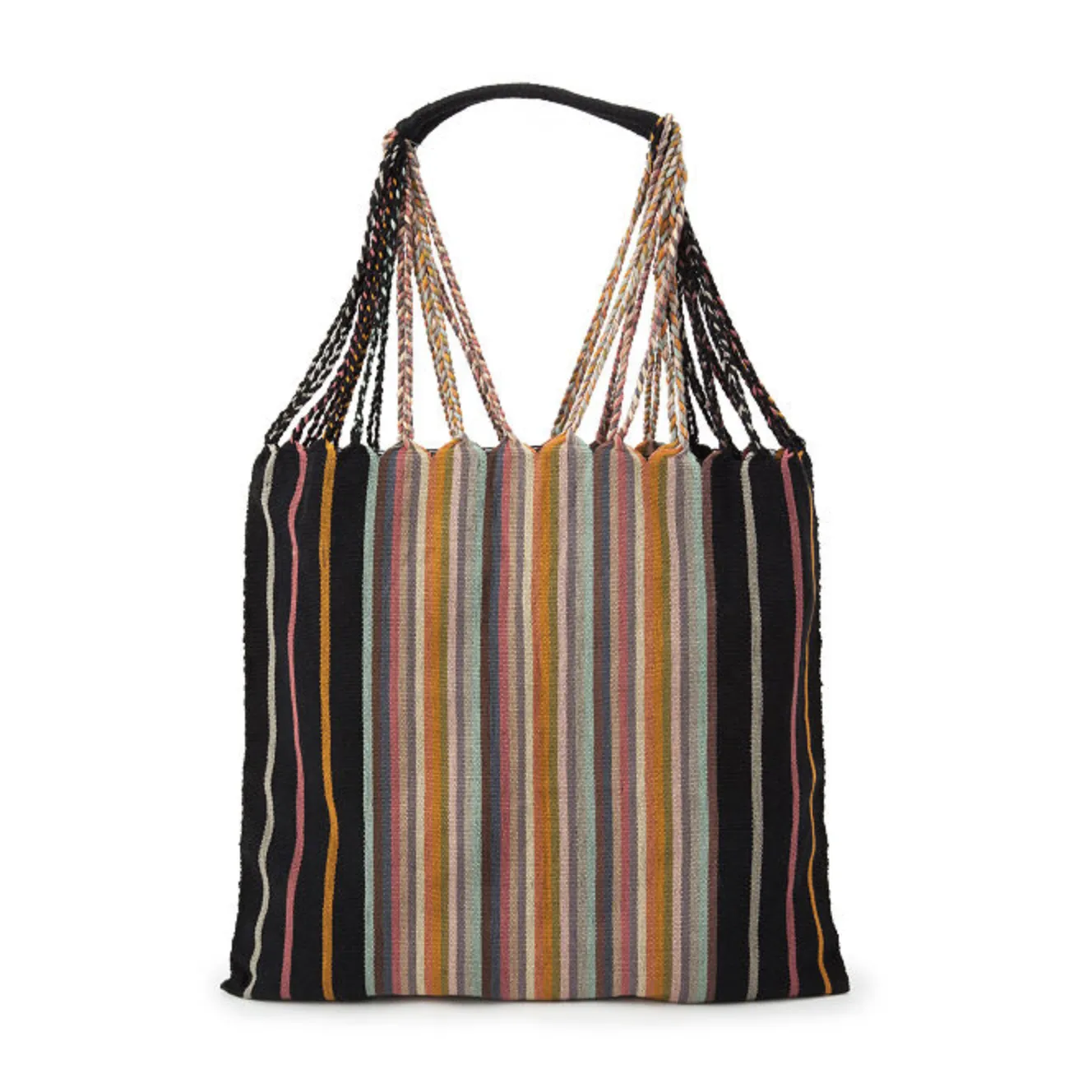 Poppy Woven Striped Tote | Hammock Bag - Mexico