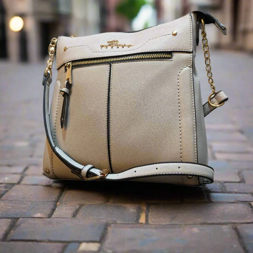River Island Beige Panelled Zip Cross Body Bag