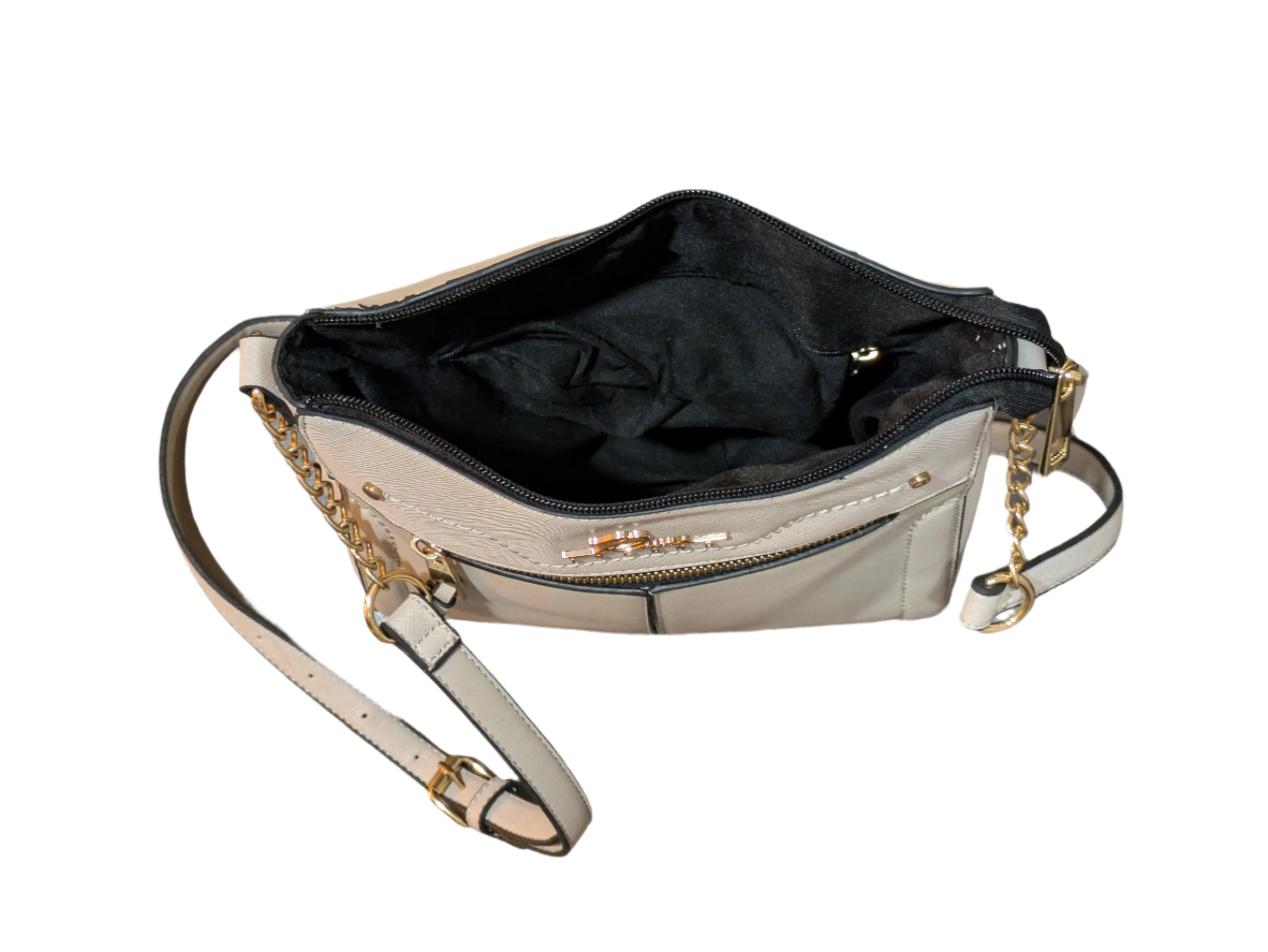 River Island Beige Panelled Zip Cross Body Bag
