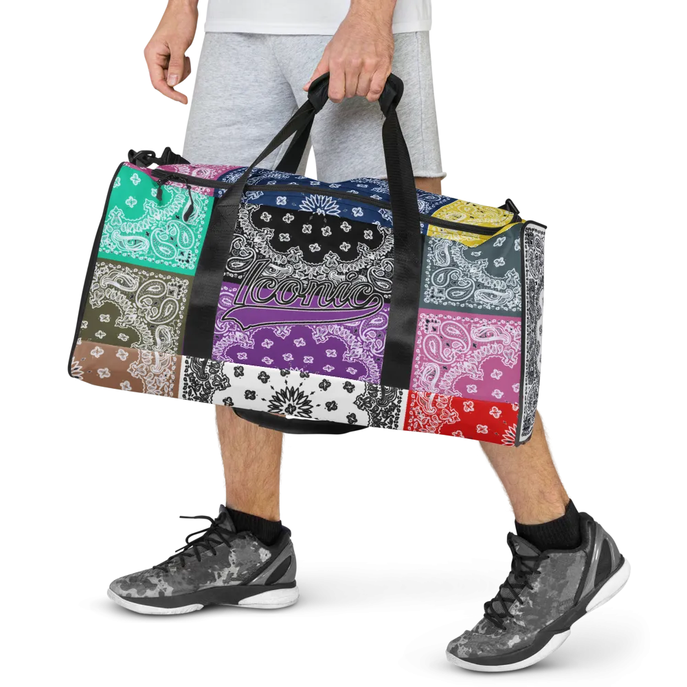 ROYAL ICONIC | Bandana Flag Duffle Bag Color Block Carousel Dope Azz DUFFEL Bag HueMan Gang Workout Gym Bag Carousel 1 Lite