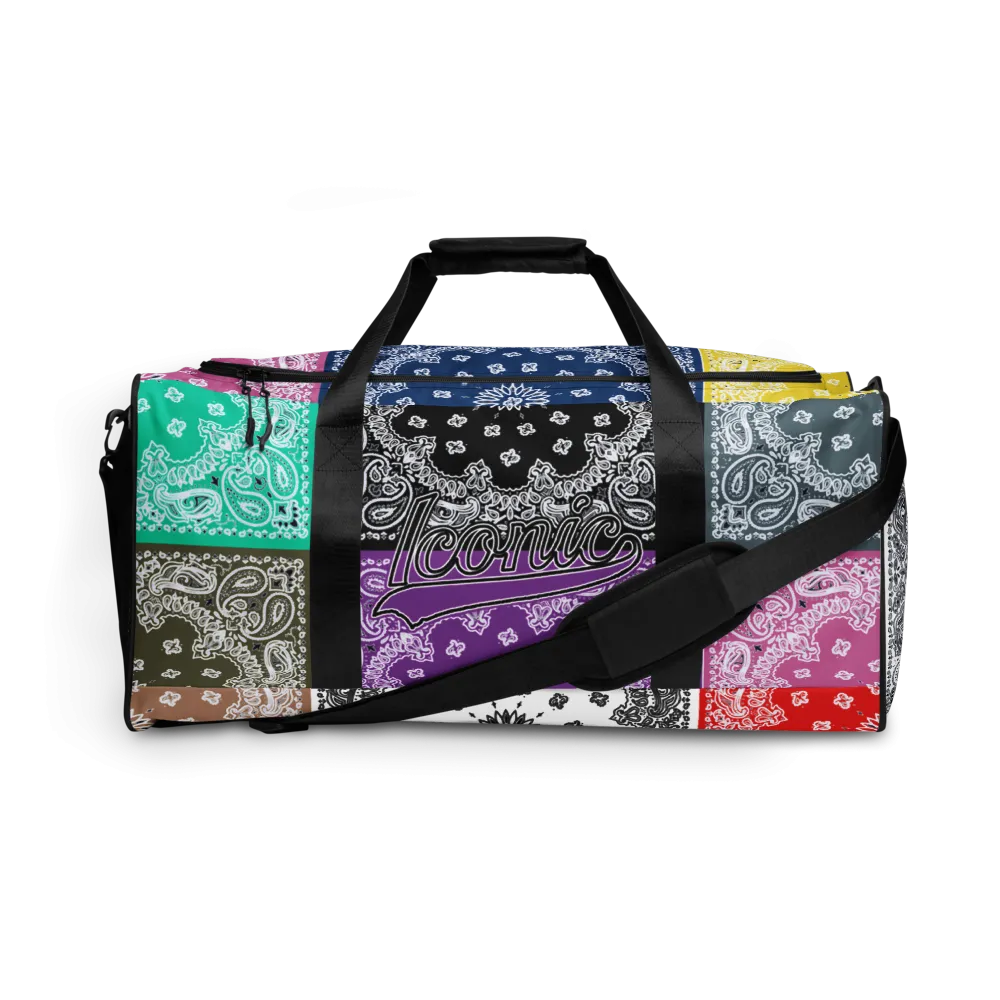 ROYAL ICONIC | Bandana Flag Duffle Bag Color Block Carousel Dope Azz DUFFEL Bag HueMan Gang Workout Gym Bag Carousel 1 Lite