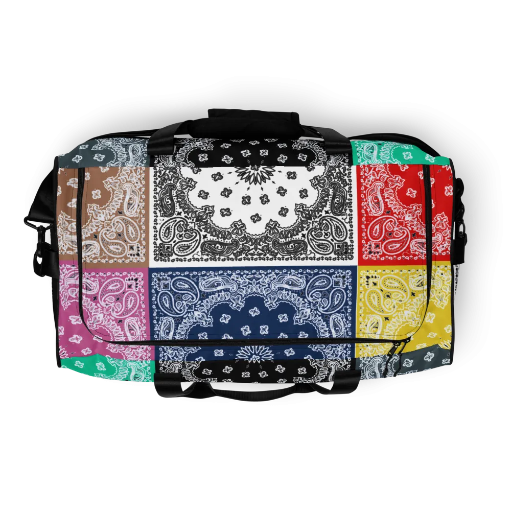 ROYAL ICONIC | Bandana Flag Duffle Bag Color Block Carousel Dope Azz DUFFEL Bag HueMan Gang Workout Gym Bag Carousel 1 Lite