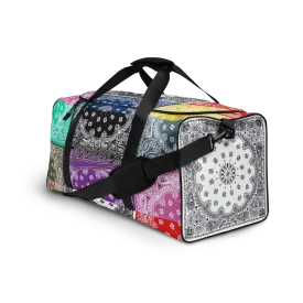 ROYAL ICONIC | Bandana Flag Duffle Bag Color Block Carousel Dope Azz DUFFEL Bag HueMan Gang Workout Gym Bag Carousel 1 Lite
