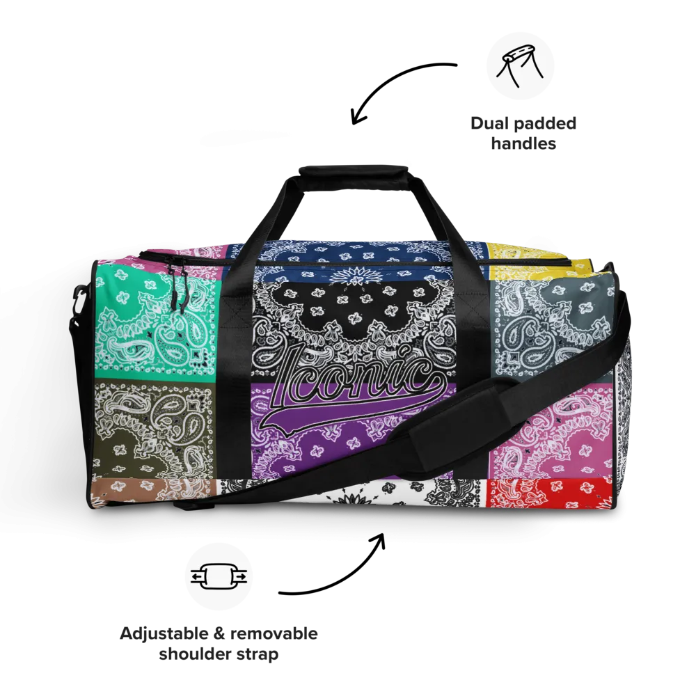 ROYAL ICONIC | Bandana Flag Duffle Bag Color Block Carousel Dope Azz DUFFEL Bag HueMan Gang Workout Gym Bag Carousel 1 Lite