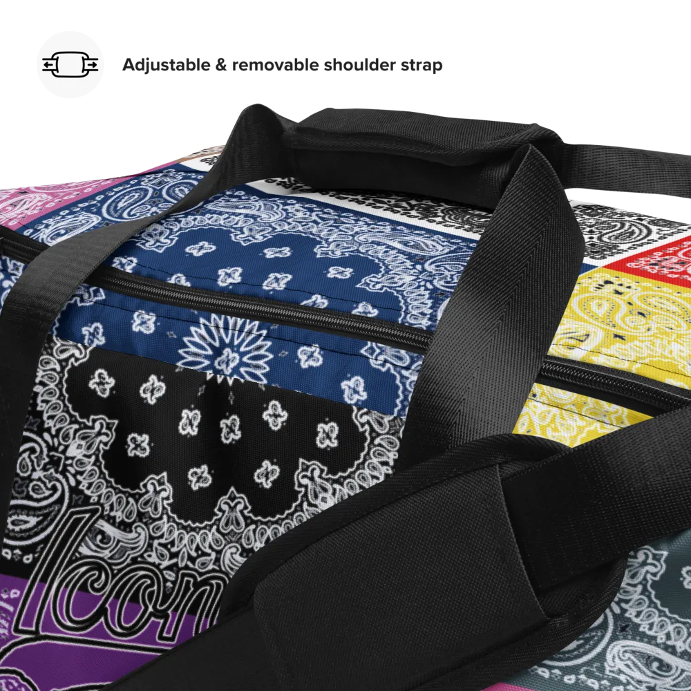 ROYAL ICONIC | Bandana Flag Duffle Bag Color Block Carousel Dope Azz DUFFEL Bag HueMan Gang Workout Gym Bag Carousel 1 Lite