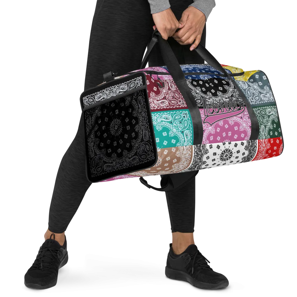 ROYAL ICONIC | Bandana Flag Duffle Bag Color Block Carousel Dope Azz DUFFEL Bag HueMan Gang Workout Gym Bag Carousel 2 Autumn Vibez