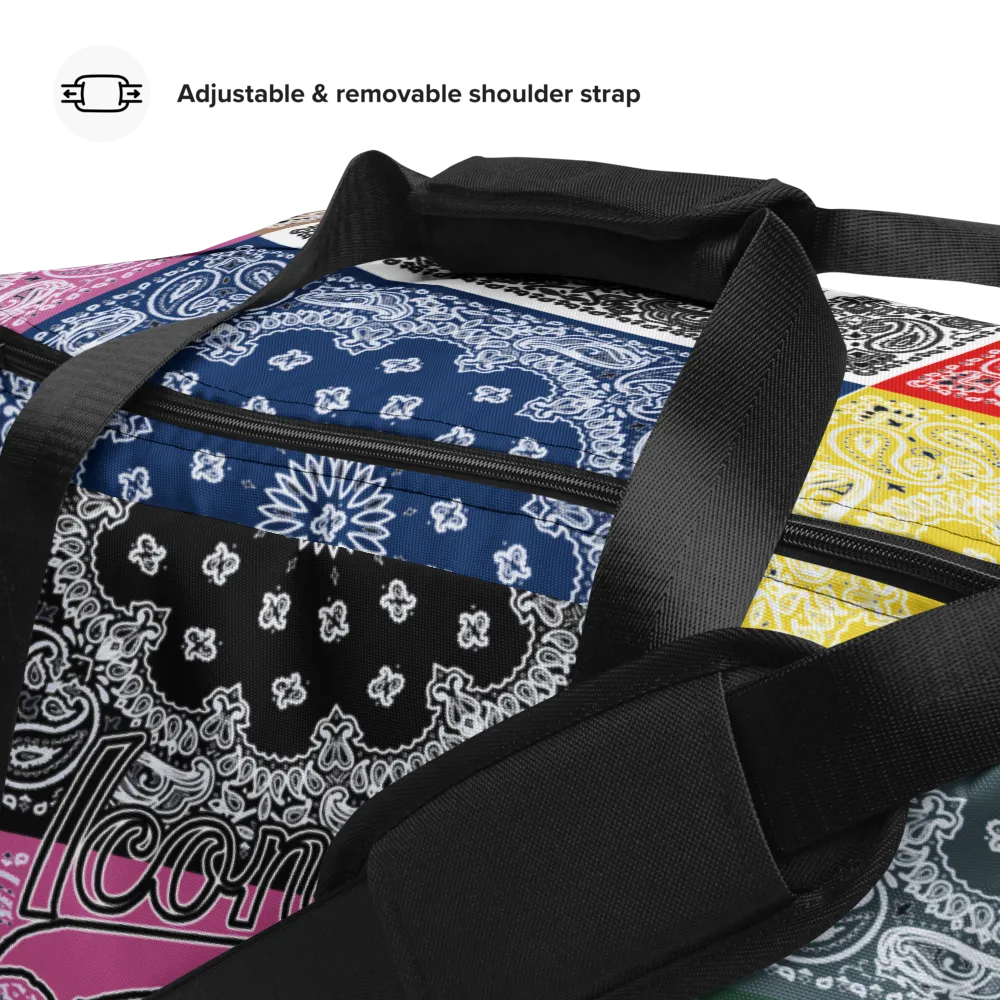 ROYAL ICONIC | Bandana Flag Duffle Bag Color Block Carousel Dope Azz DUFFEL Bag HueMan Gang Workout Gym Bag Carousel 2 Autumn Vibez