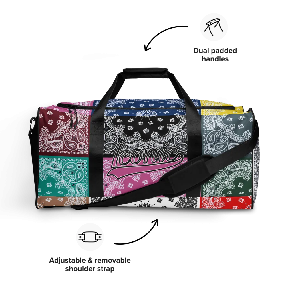 ROYAL ICONIC | Bandana Flag Duffle Bag Color Block Carousel Dope Azz DUFFEL Bag HueMan Gang Workout Gym Bag Carousel 2 Autumn Vibez
