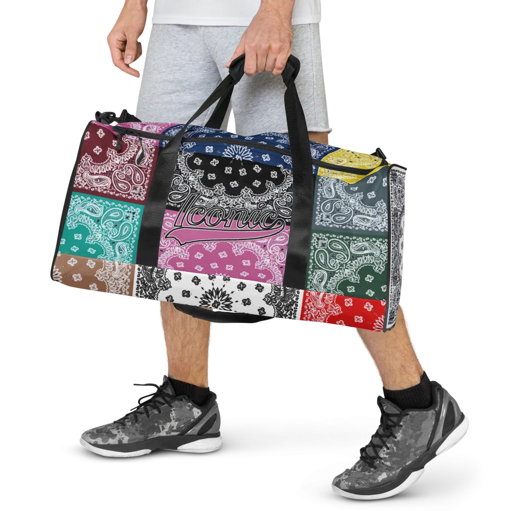 ROYAL ICONIC | Bandana Flag Duffle Bag Color Block Carousel Dope Azz DUFFEL Bag HueMan Gang Workout Gym Bag Carousel 2 Autumn Vibez