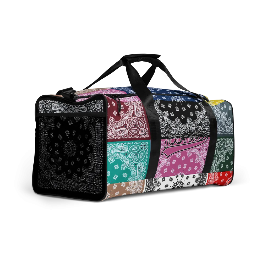 ROYAL ICONIC | Bandana Flag Duffle Bag Color Block Carousel Dope Azz DUFFEL Bag HueMan Gang Workout Gym Bag Carousel 2 Autumn Vibez
