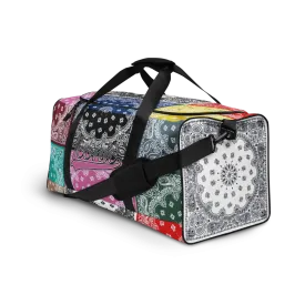 ROYAL ICONIC | Bandana Flag Duffle Bag Color Block Carousel Dope Azz DUFFEL Bag HueMan Gang Workout Gym Bag Carousel 2 Autumn Vibez