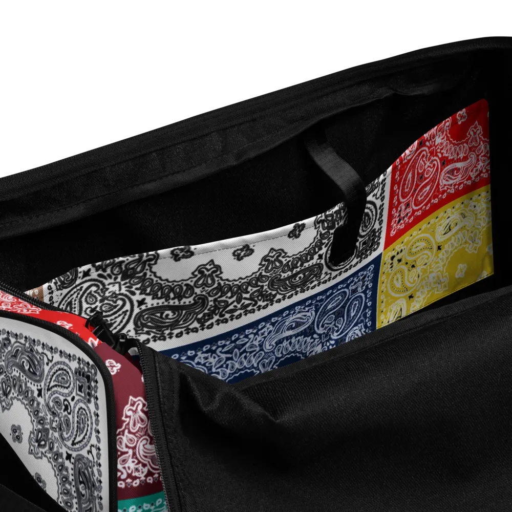 ROYAL ICONIC | Bandana Flag Duffle Bag Color Block Carousel Dope Azz DUFFEL Bag HueMan Gang Workout Gym Bag Carousel 2 Autumn Vibez