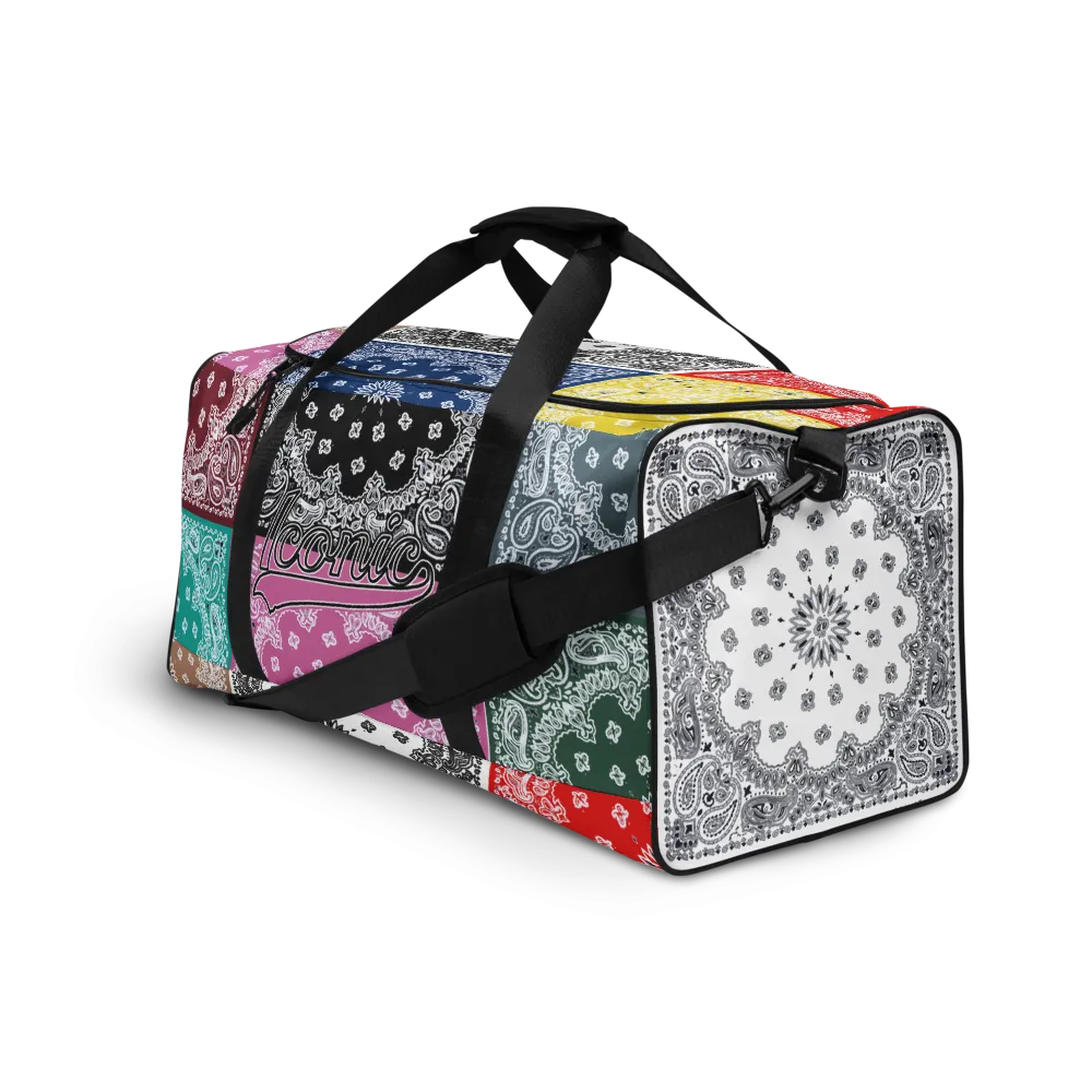 ROYAL ICONIC | Bandana Flag Duffle Bag Color Block Carousel Dope Azz DUFFEL Bag HueMan Gang Workout Gym Bag Carousel 2 Autumn Vibez