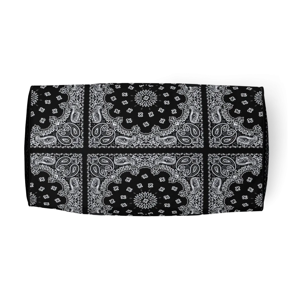 ROYAL ICONIC | Bandana Flag Duffle Bag Color Block Carousel Dope Azz DUFFEL Bag HueMan Gang Workout Gym Bag Solid Black and Logo