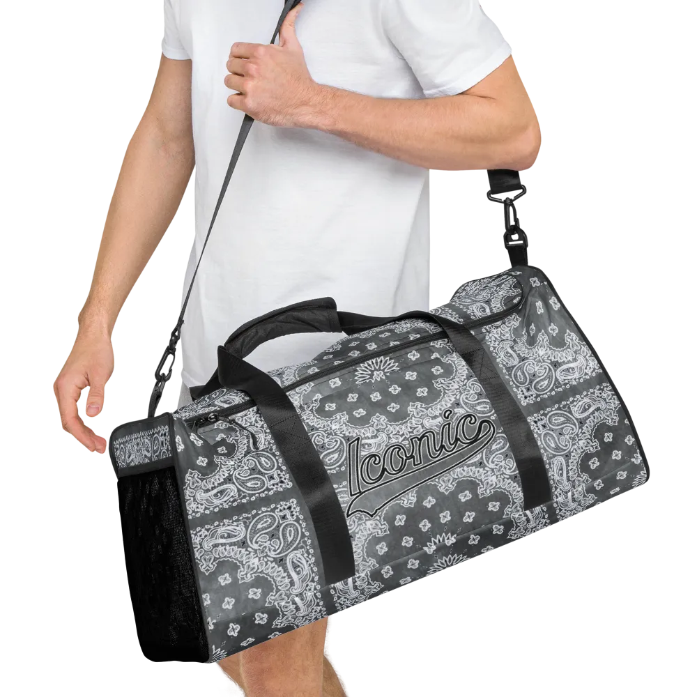 ROYAL ICONIC | Bandana Flag Tie Dye Duffle Bag Dope Azz Gray Wash DUFFEL Bag HueMan Gang Workout Gym Bag Duffle Bag Acid Wash Grey