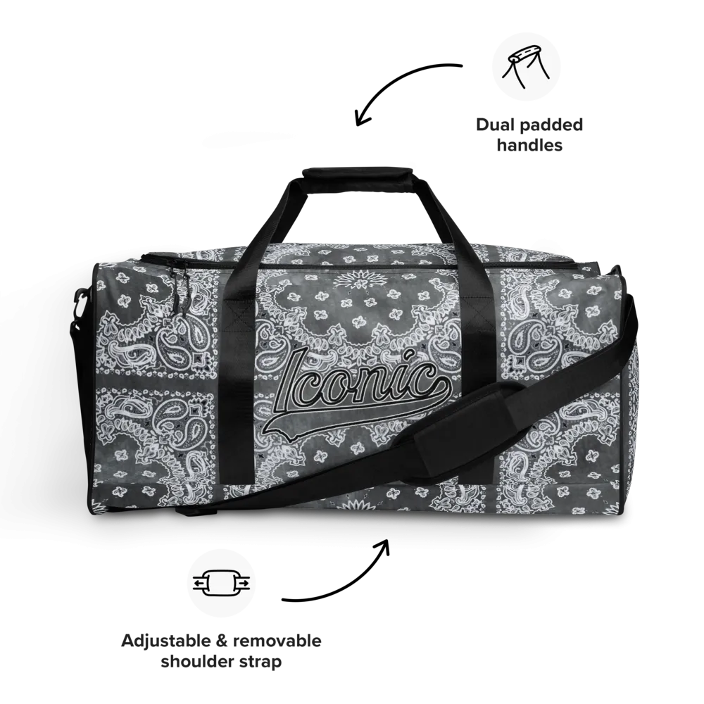 ROYAL ICONIC | Bandana Flag Tie Dye Duffle Bag Dope Azz Gray Wash DUFFEL Bag HueMan Gang Workout Gym Bag Duffle Bag Acid Wash Grey