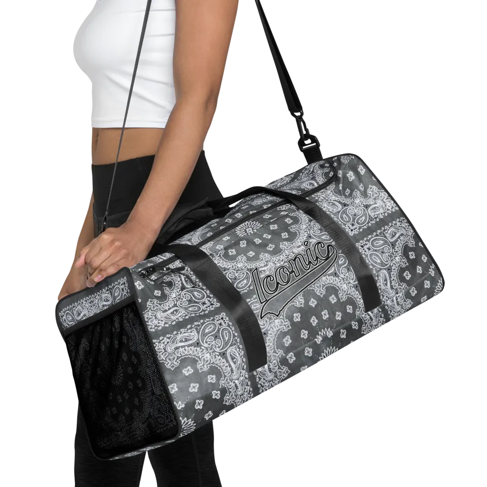 ROYAL ICONIC | Bandana Flag Tie Dye Duffle Bag Dope Azz Gray Wash DUFFEL Bag HueMan Gang Workout Gym Bag Duffle Bag Acid Wash Grey