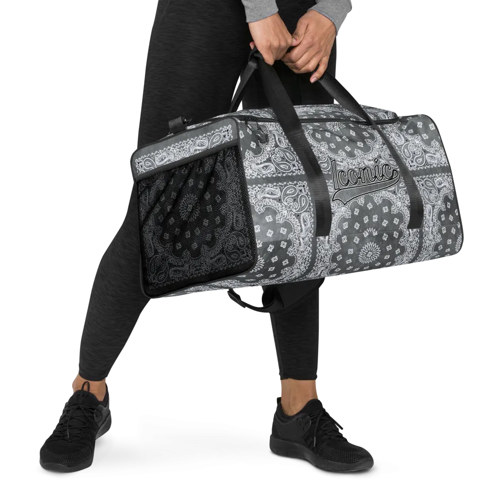 ROYAL ICONIC | Bandana Flag Tie Dye Duffle Bag Dope Azz Gray Wash DUFFEL Bag HueMan Gang Workout Gym Bag Duffle Bag Acid Wash Grey