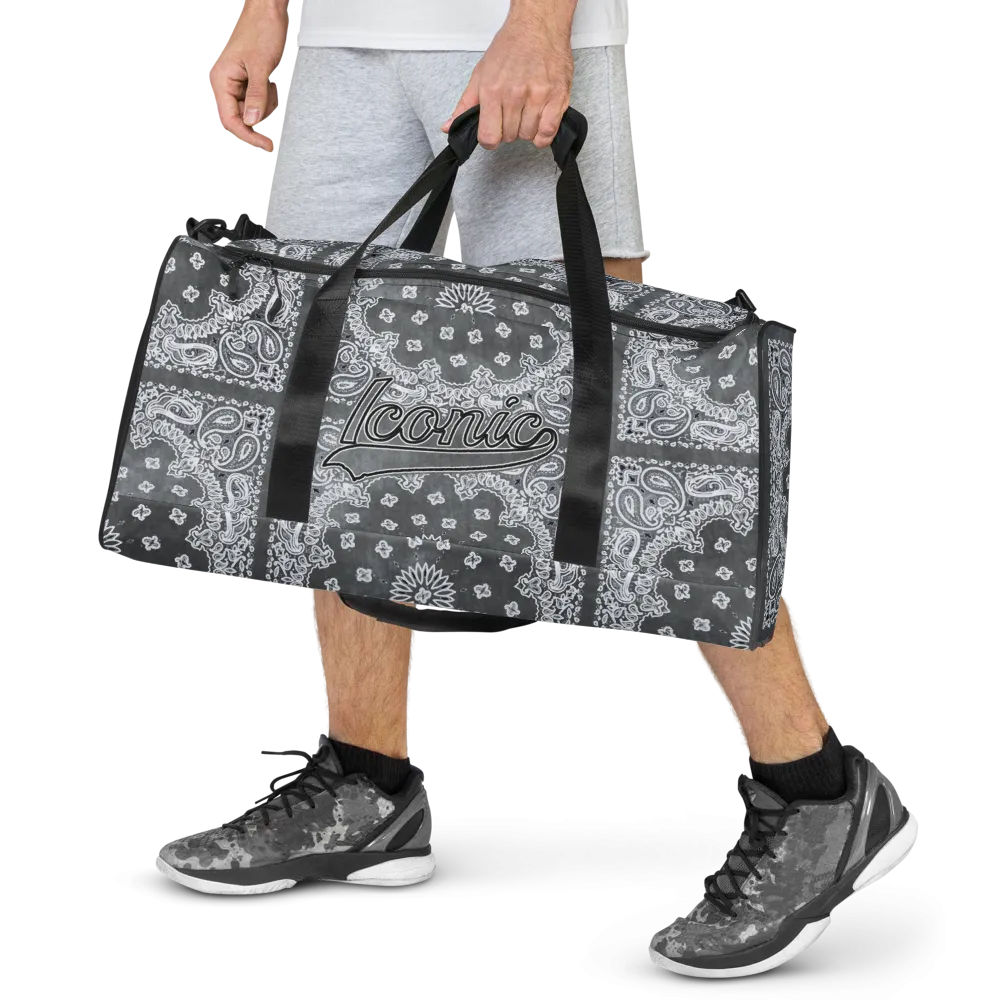 ROYAL ICONIC | Bandana Flag Tie Dye Duffle Bag Dope Azz Gray Wash DUFFEL Bag HueMan Gang Workout Gym Bag Duffle Bag Acid Wash Grey