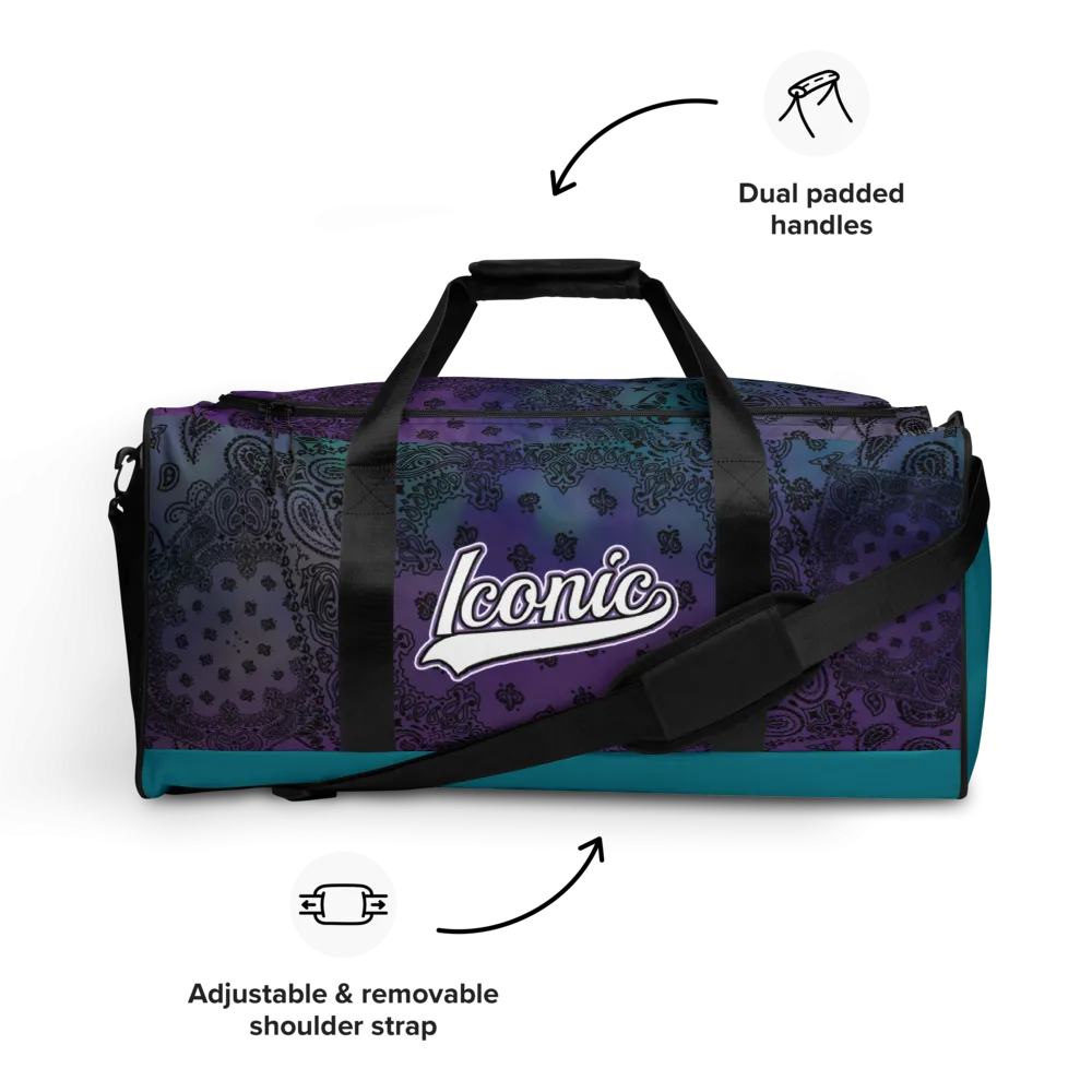ROYAL ICONIC | OG Candy Bandana Tie Dye Paisley Cloud Dye Skate Bag Gang Gang Duffel Bag Purple Hendrixx Retro Baseball Logo