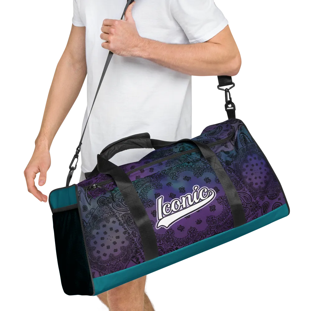ROYAL ICONIC | OG Candy Bandana Tie Dye Paisley Cloud Dye Skate Bag Gang Gang Duffel Bag Purple Hendrixx Retro Baseball Logo